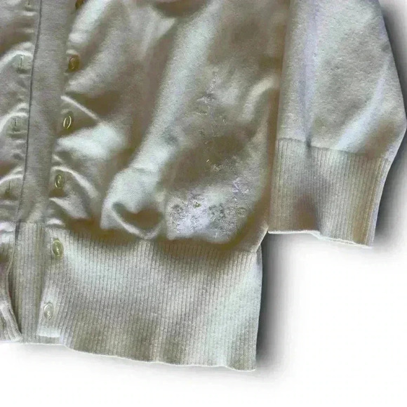 vtg Faded Glory embroidered beaded spring yellow cardigan sweater 3/4‎ sleeves m - Picture 2 of 10